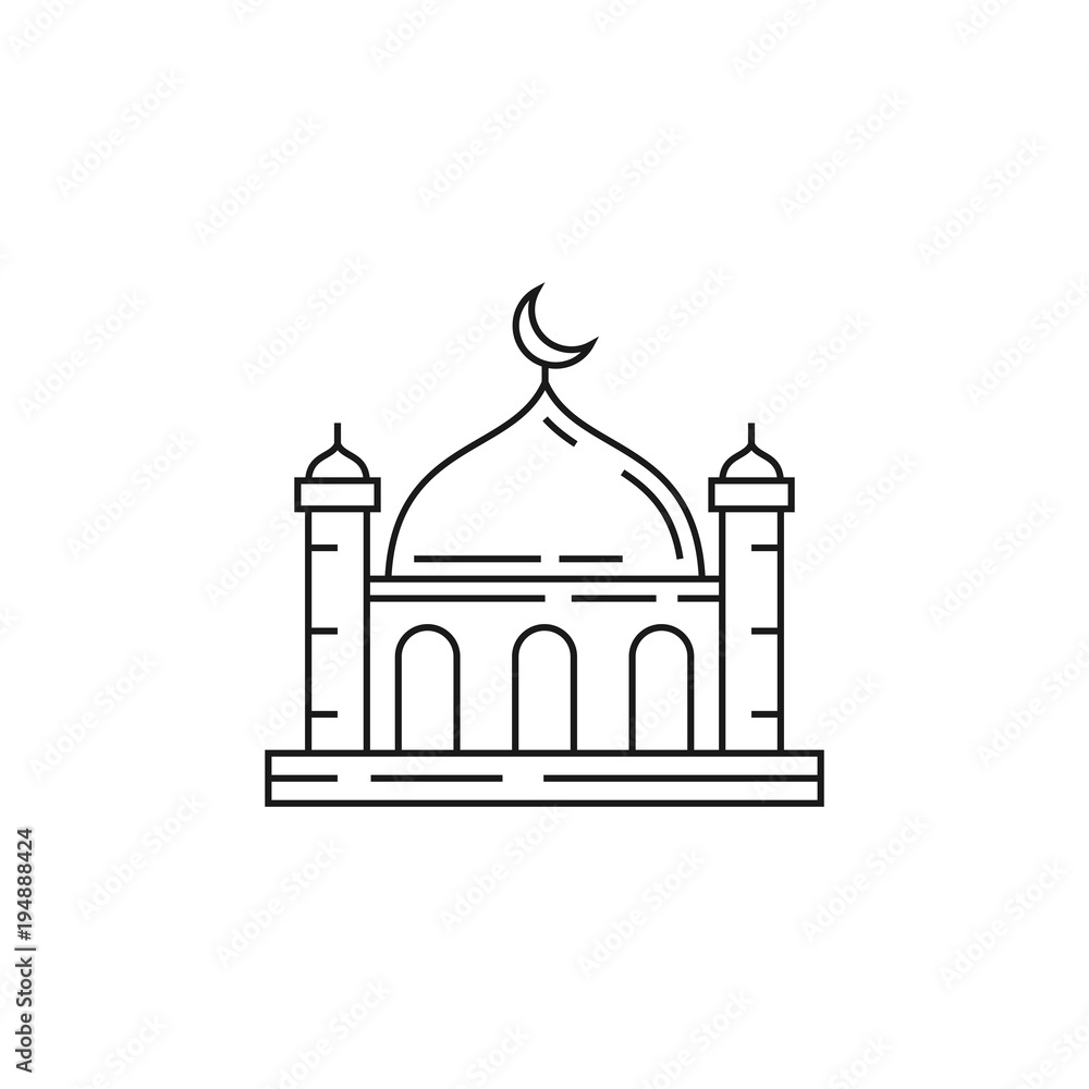 Muslim mosque flat icon. Vector illustration