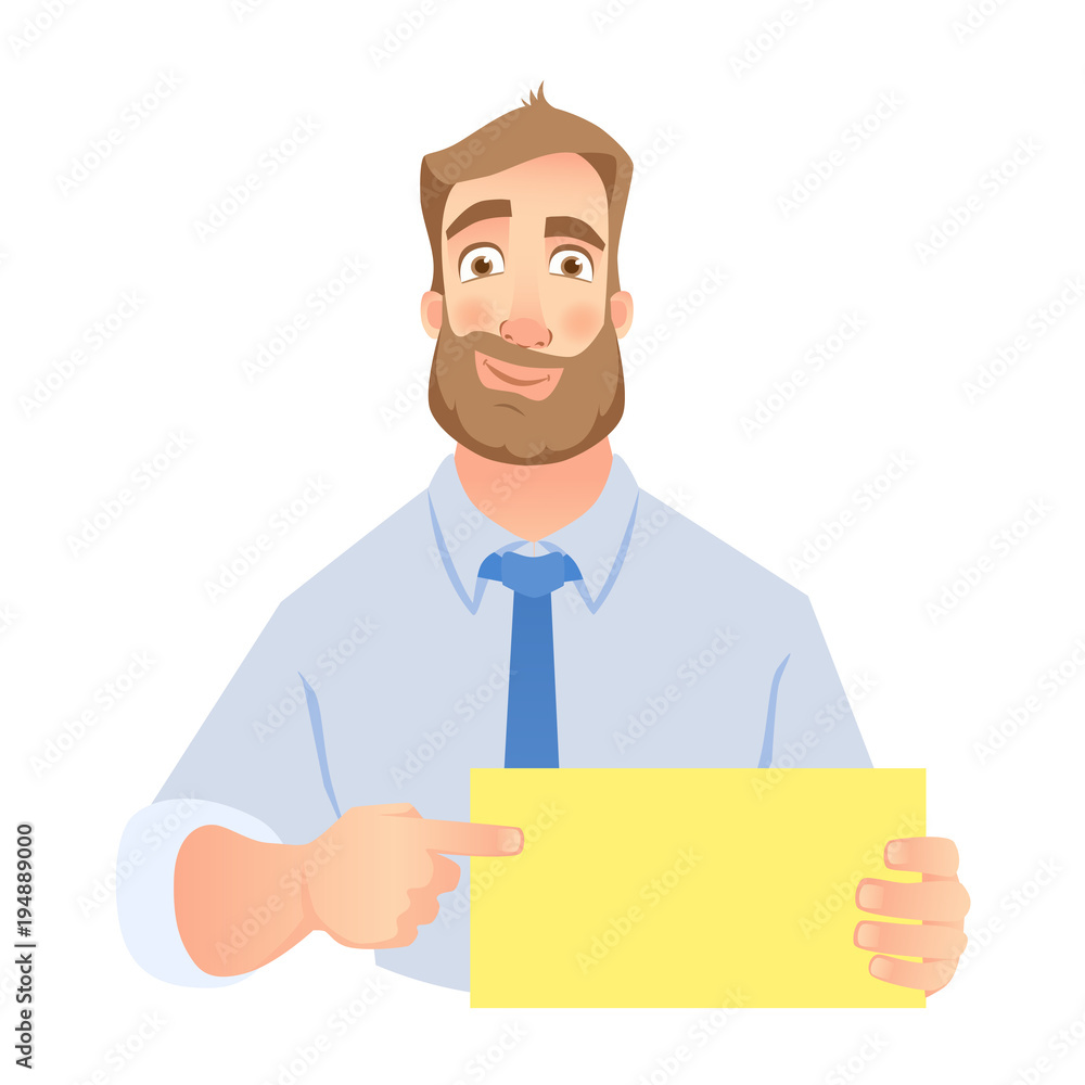 Businessman holding blank sign Businessman holding blank sign