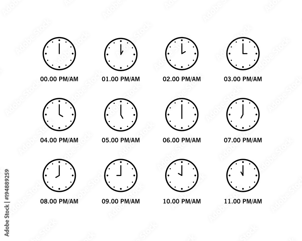 Naklejka premium Set of clock outline icon, for education