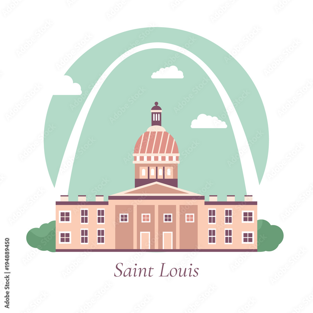 Poster with Saint Louis's famous landmarks