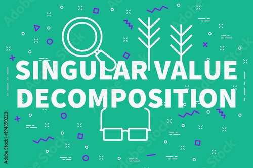 Photography Conceptual business illustration with the words singular value decomposition