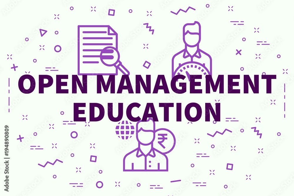 Conceptual business illustration with the words open management education Conceptual business illustration with the words open management education