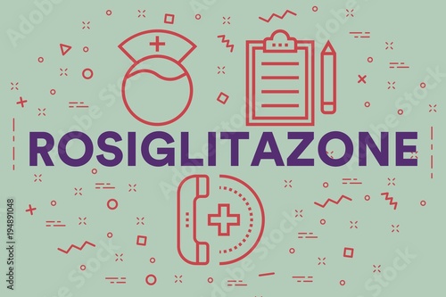 Conceptual business illustration with the words rosiglitazone photo