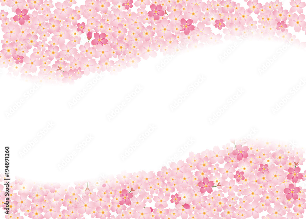春のイメージの背景 波背景 桜文様 桜吹雪 ピンク 桜のイラスト 桜のリース 桜のオーナメント Stock Vector Adobe Stock