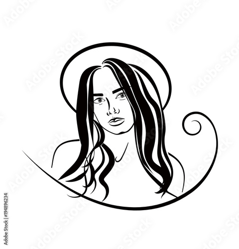 Hairstyle contour girl wearing hat vector banner for beauty salon. Cute woman