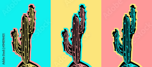 Set of Pop Art Cactus pictures.