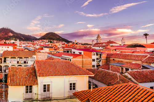 Nice sunset View over cityscape of Sucre - Bolivia