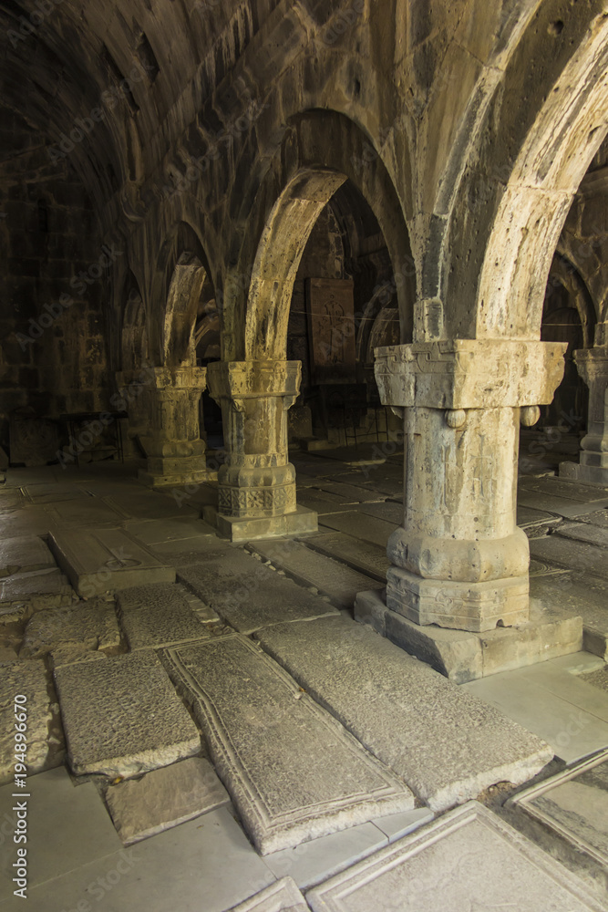 Medieval tombstones in the Sanahin monastery in Armenia