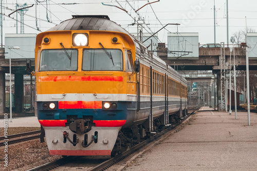 Yellow diesel train