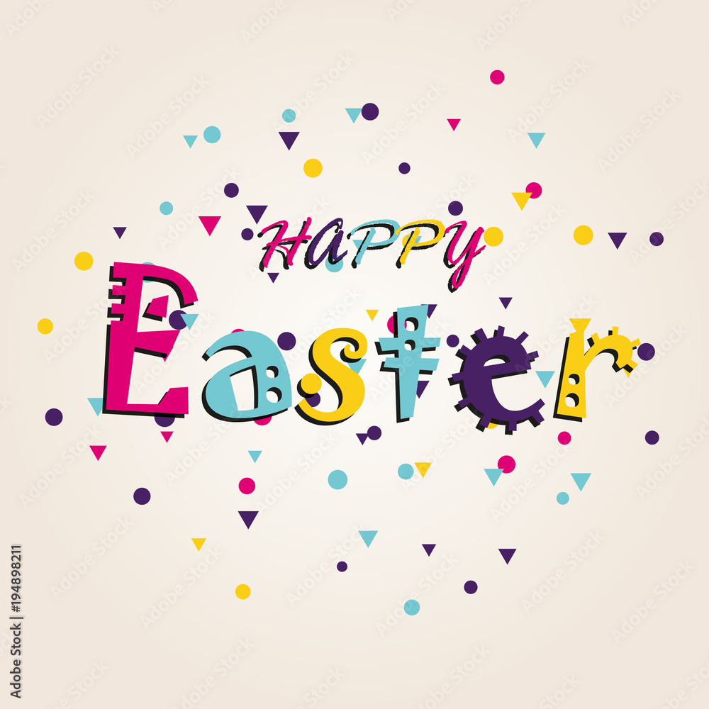 Fototapeta premium Happy Easter colorful lettering