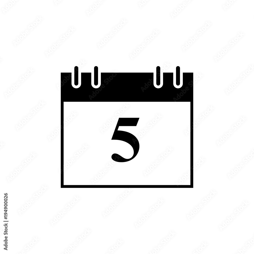 Calendar of date 5 black icon Calendar of date 5 black icon