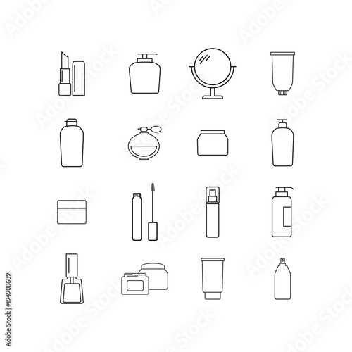 Set of Cream bottles online icons