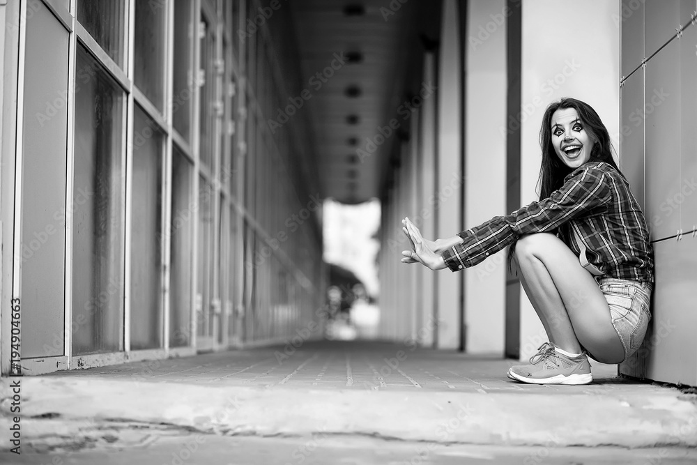 Girl in a clown makeup black and white Girl in a clown makeup black and white