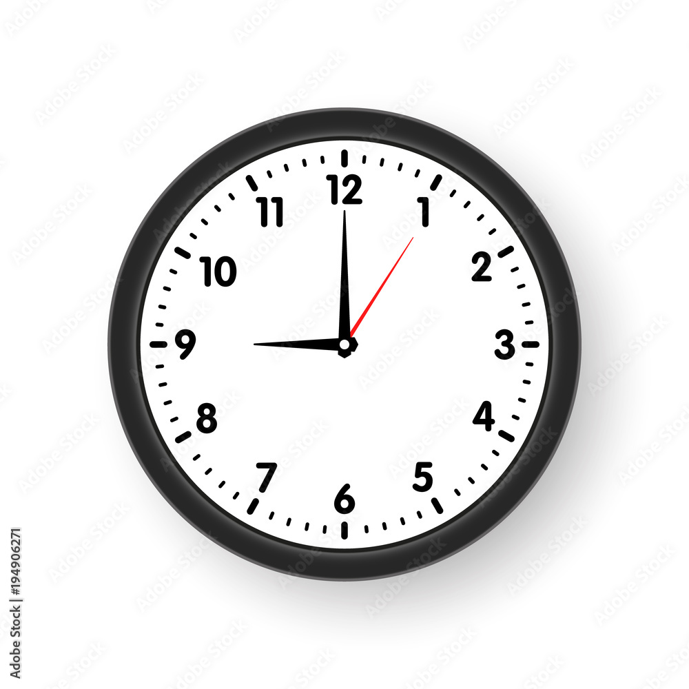 Clock face with shadow on white background. Vector illustration. Clock face with shadow on white background. Vector illustration.