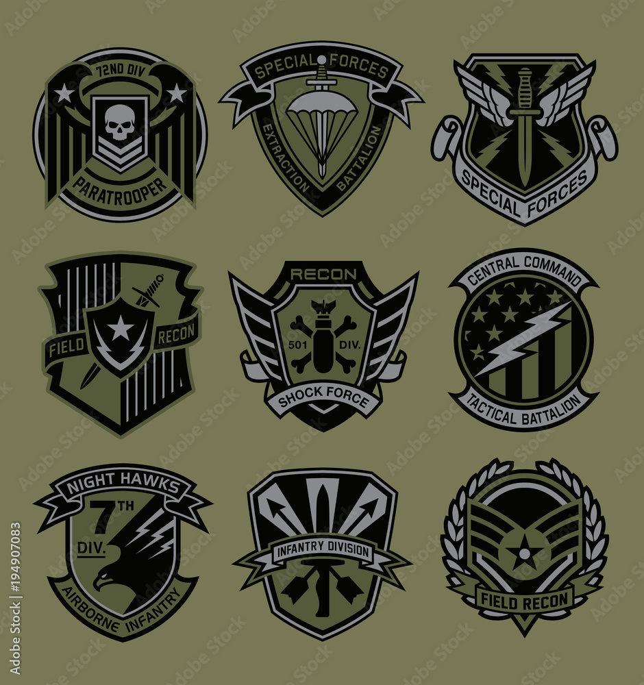 Military patch emblem badges Stock Vector