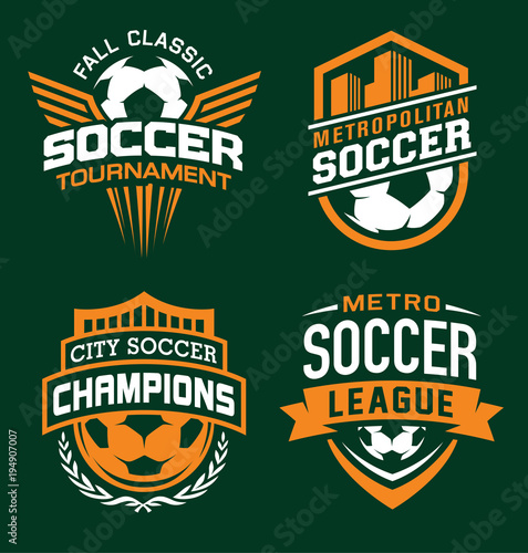 Soccer sport graphic emblem set