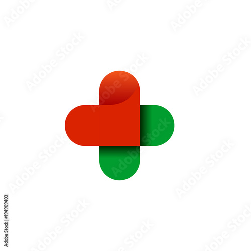 Logo Cross Health. Logo for the clinic, pharmaceutical company. Logo of the family doctor, first aid. Health and medical cabinet. Vector Isolated on white background