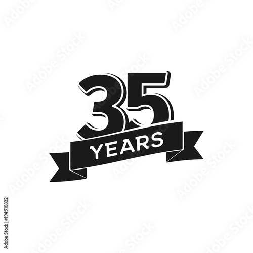 Vector 35 years anniversary logotype. Isolated black logo 35th jubilee on white background