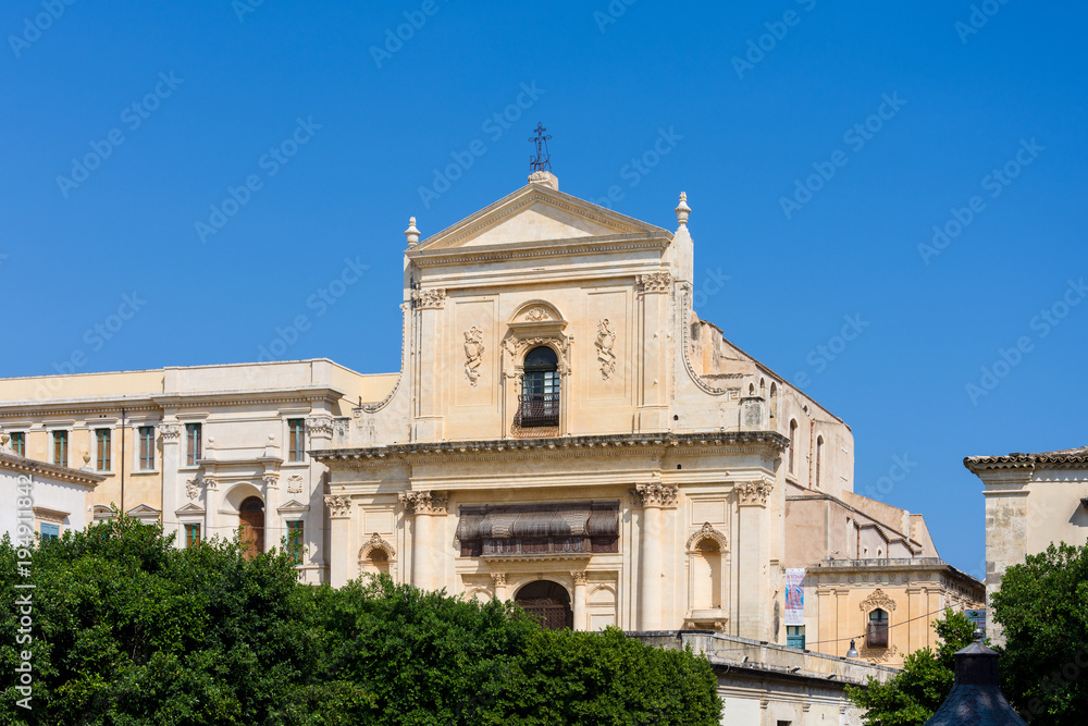View of the church of Santissimo Salvatore in Noto, Sicily