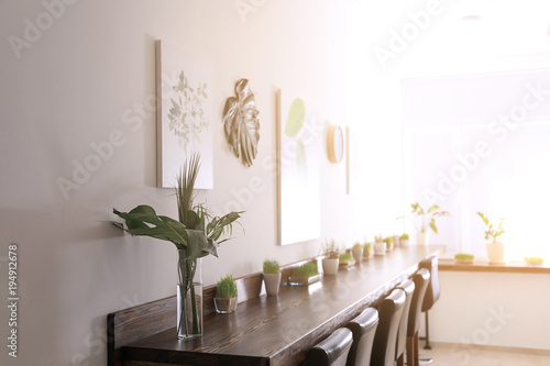 Modern cafe interior with w...