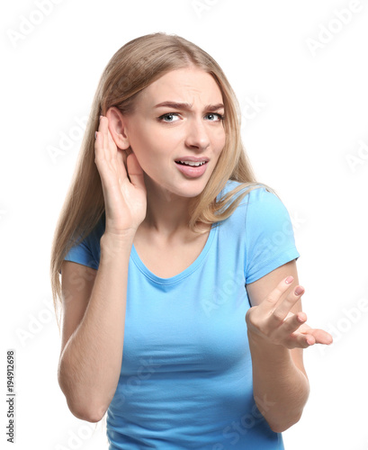 Young woman with hearing pr...