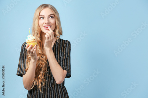 Cute young woman with birth...