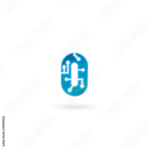 Number 0 icon. Technology smart zero logo, computer and data related business, hi-tech and innovative, electronic.