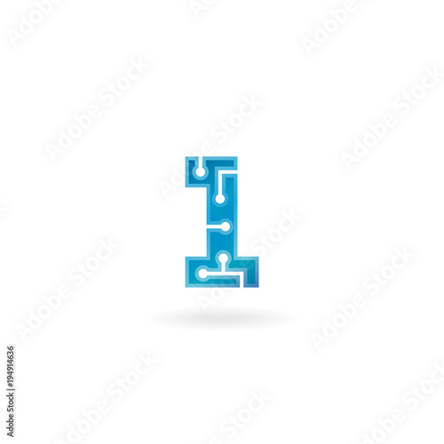 Number 1 icon. Technology smart one logo, computer and data related business, hi-tech and innovative, electronic.