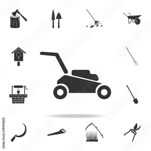 lawn mower icon. Detailed set of garden tools and agriculture icons. Premium quality graphic design. One of the collection icons for websites, web design, mobile app