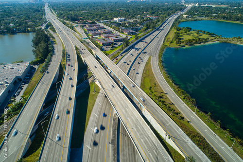 Aerial drone photo highway interchange Miami Florida Palmetto expressway photo