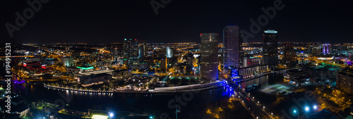 Aerial night panorama Downtown Tampa Florida USA