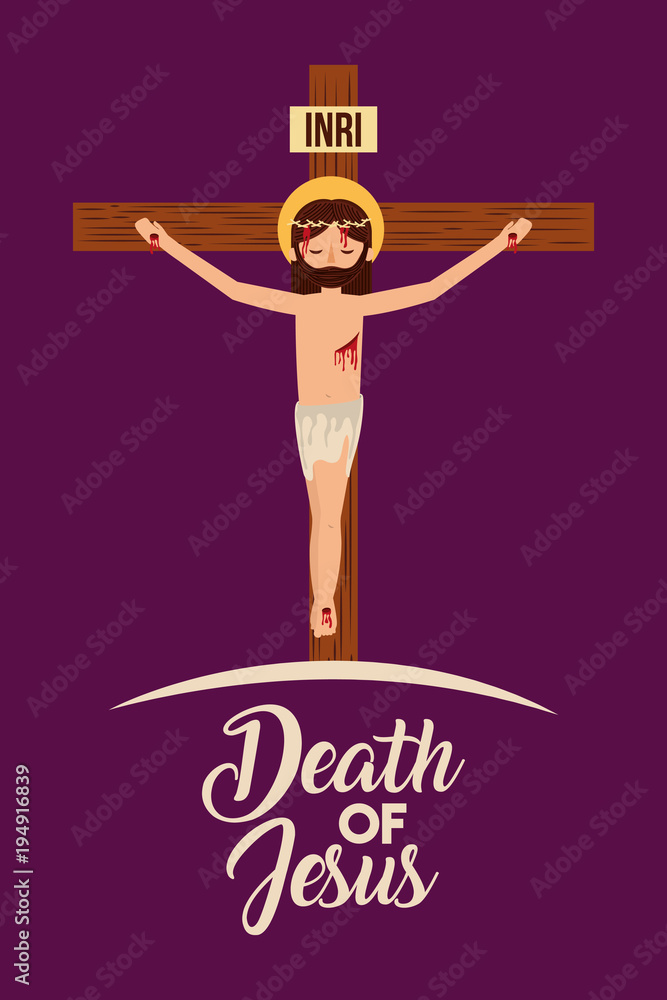 death of jesus crucifixion in the cross vector illustration Stock