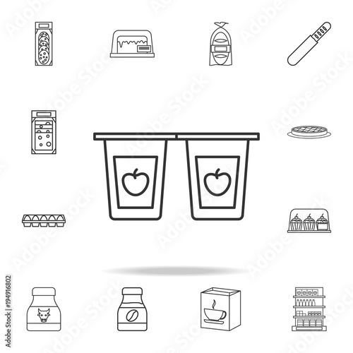 fruit yoghurt package icon. Detailed set of shops and hypermarket icons. Premium quality graphic design. One of the collection icons for websites, web design, mobile app