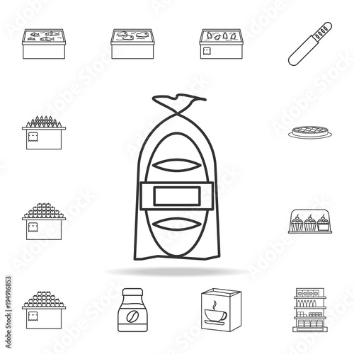 loaf of bread in the package icon. Detailed set of shops and hypermarket icons. Premium quality graphic design. One of the collection icons for websites, web design, mobile app