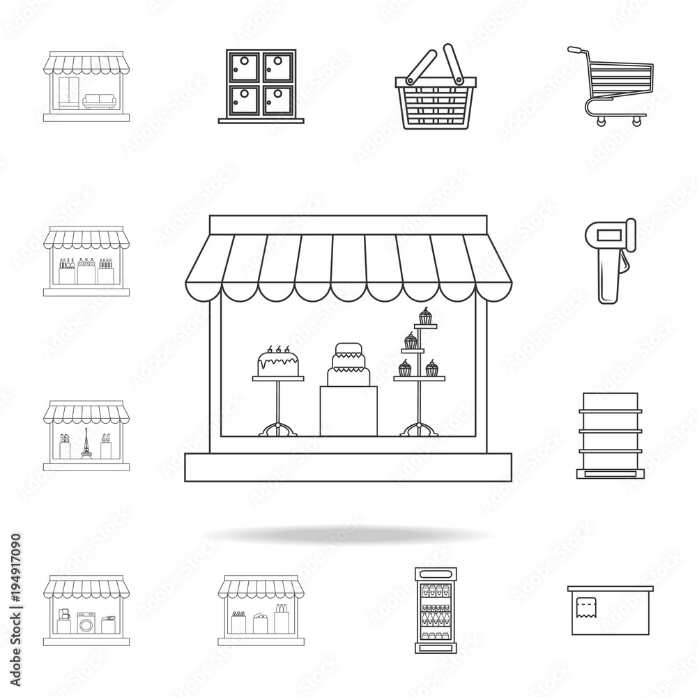 Fototapeta premium bakery icon. Detailed set of shops and hypermarket icons. Premium quality graphic design. One of the collection icons for websites, web design, mobile app