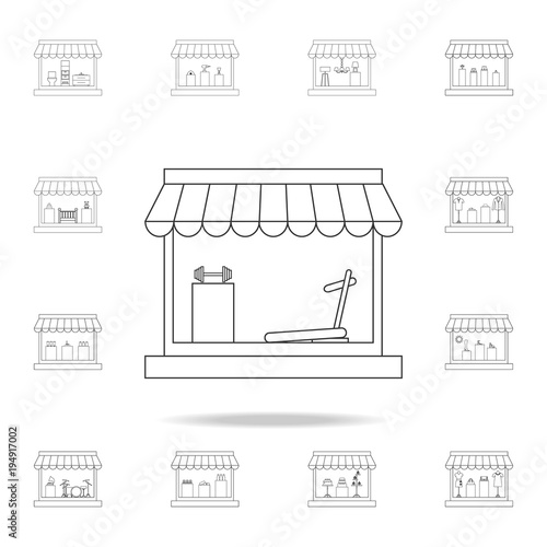 shop for selling sports instruments icon. Detailed set of shops and hypermarket icons. Premium quality graphic design. One of the collection icons for websites, web design, mobile