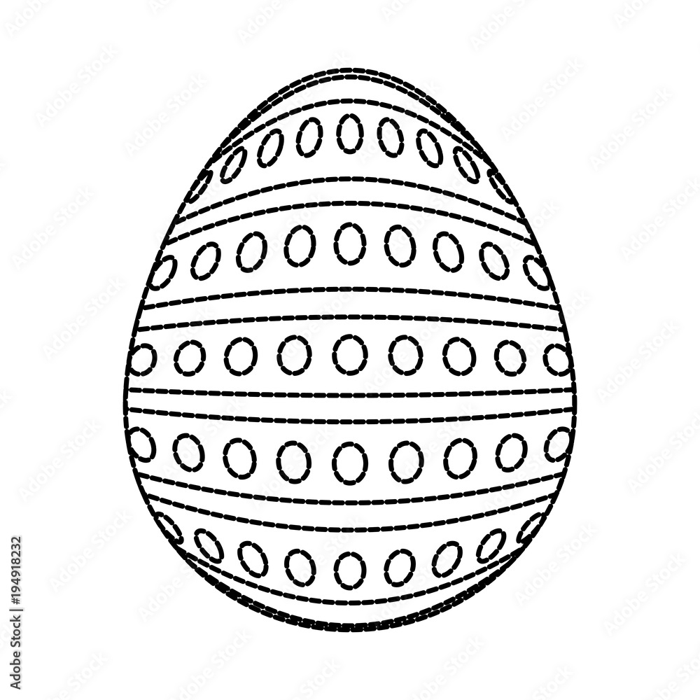 uncolored easter egg  with  dots and lines sticker   vector illustration