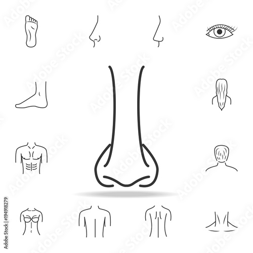 nose icon. Detailed set of human body part icons. Premium quality graphic design. One of the collection icons for websites, web design, mobile app