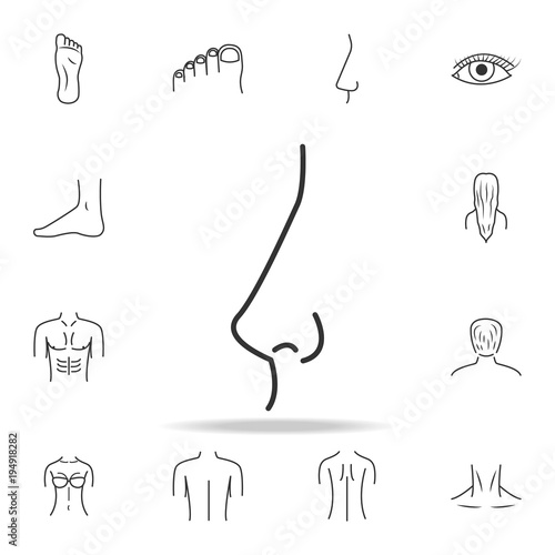 nose icon. Detailed set of human body part icons. Premium quality graphic design. One of the collection icons for websites, web design, mobile app