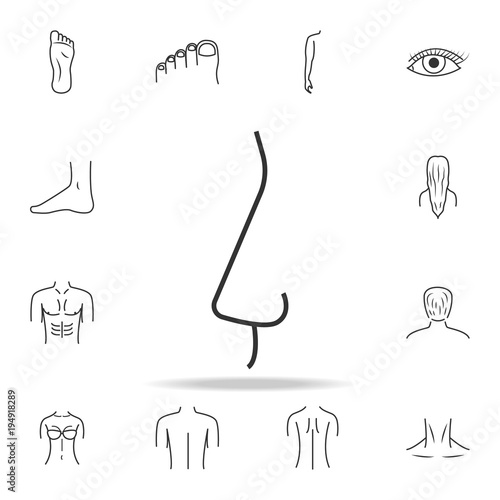 nose icon. Detailed set of human body part icons. Premium quality graphic design. One of the collection icons for websites, web design, mobile app