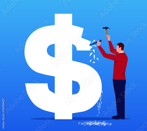 Businessmen hammer the dollar with a hammer