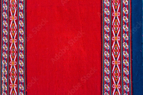 Cuadro en lienzo Close-up of a colorful fabric with Peruvian design
