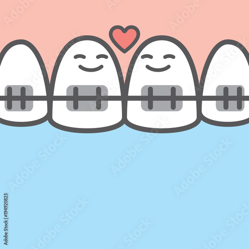 Tooth character couple upper illustration vector on blue background. Dental concept.