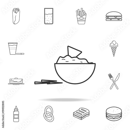 tortilla chips with salsa icon. Detailed set of fast food icons. Premium quality graphic design. One of the collection icons for websites, web design, mobile app