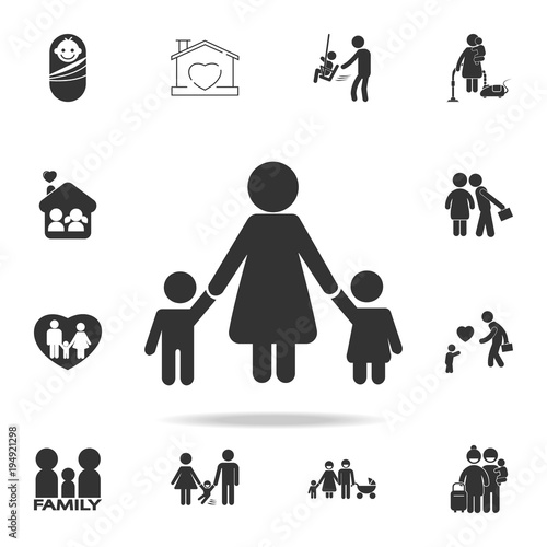 Mother Children pictograph with bonus love graphic icon. Detailed set of family icons. Premium quality graphic design. One of the collection icons for websitesfamily