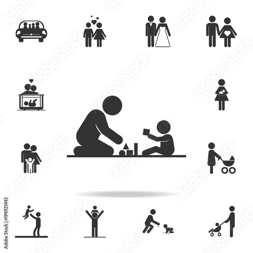 father playing on the floor with a child. Detailed set of family icons. Premium quality graphic design. One of the collection icons for websites, web design, mobile appfamily