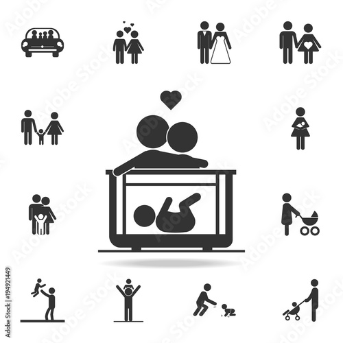 Parents put to sleep the baby icon. Detailed set of family icons. Premium quality graphic design. One of the collection icons for websites, web design, mobile appfamily