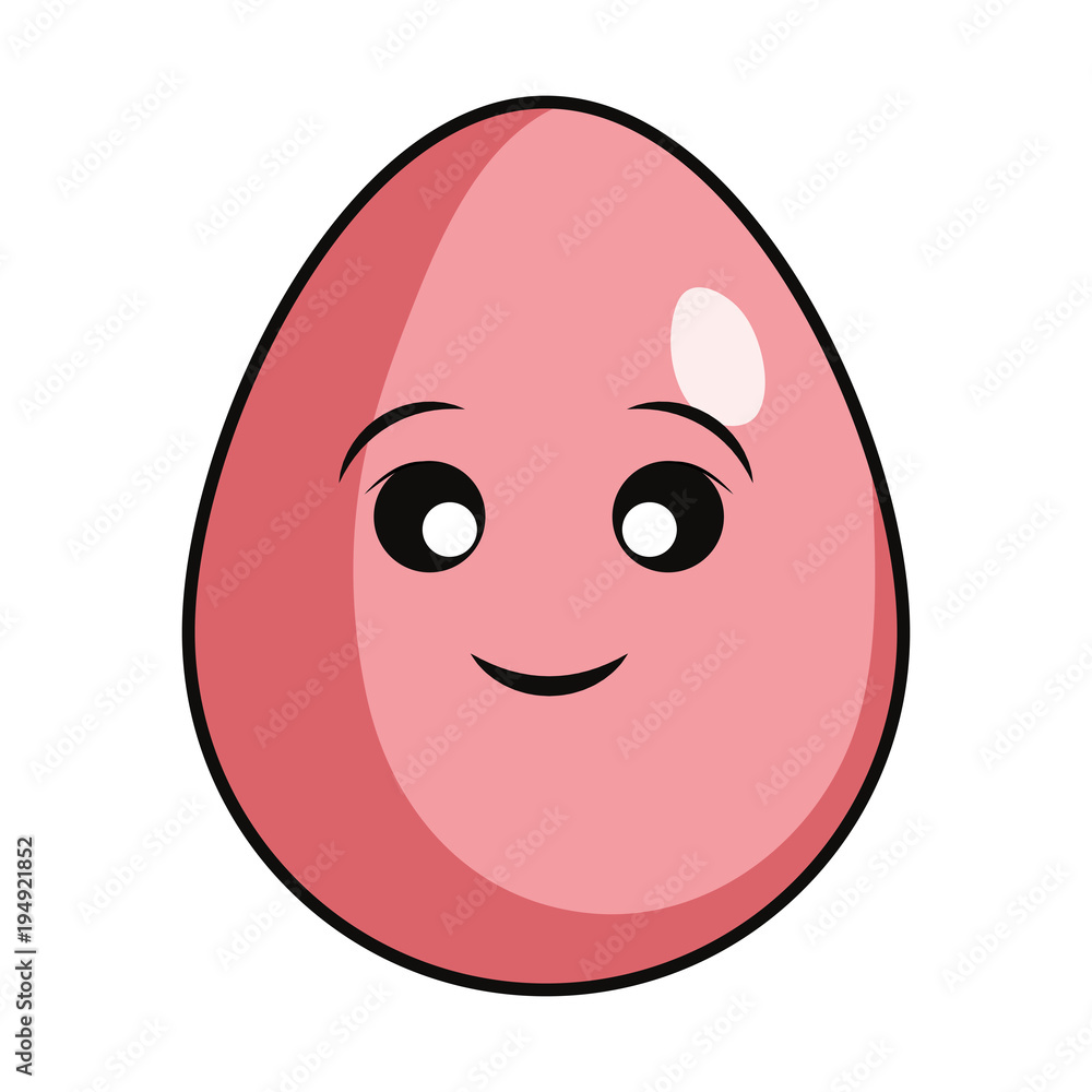 Fototapeta premium kawaii pink easter egg over white bacground vector illustration