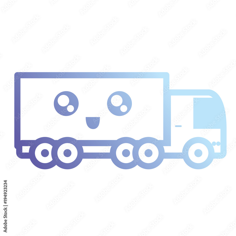 kawaii cargo truck icon over white background colorful design vector illustration