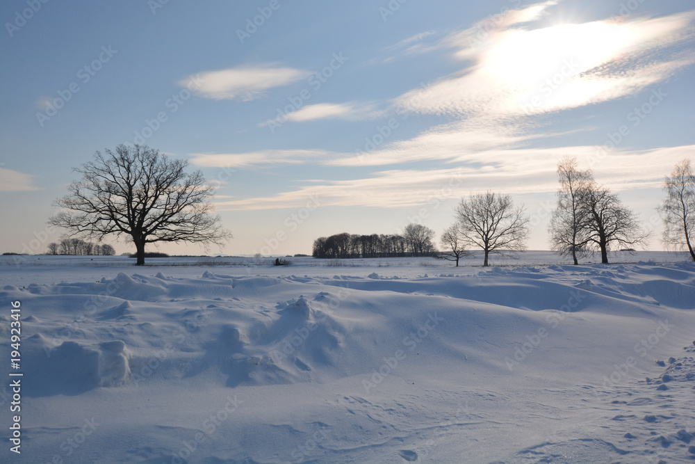 Schneeverwehungen auf Rügen, Altkamp, Putbus